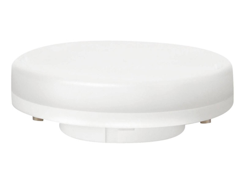 Vit LED-ljuskälla med GX53-sockel, lågprofilmodell för infällda armaturer och trånga utrymmen.