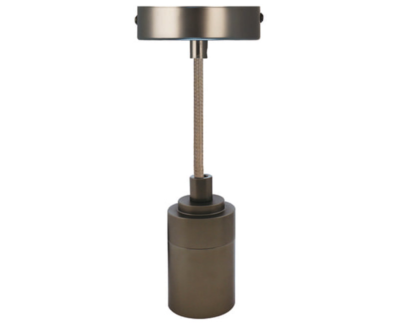 Pendelupphängning i metall med textilkabel och E27-lamphållare, modell Luxury Elegance, för dekorativa armaturinstallationer.